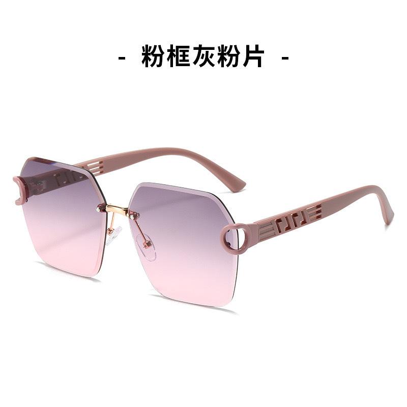 Солнцезащитные очки женские без оправы с отделкой нестандартной формы с защитой от ультрафиолета, модные ретро-солнцезащитные очки для мужчин