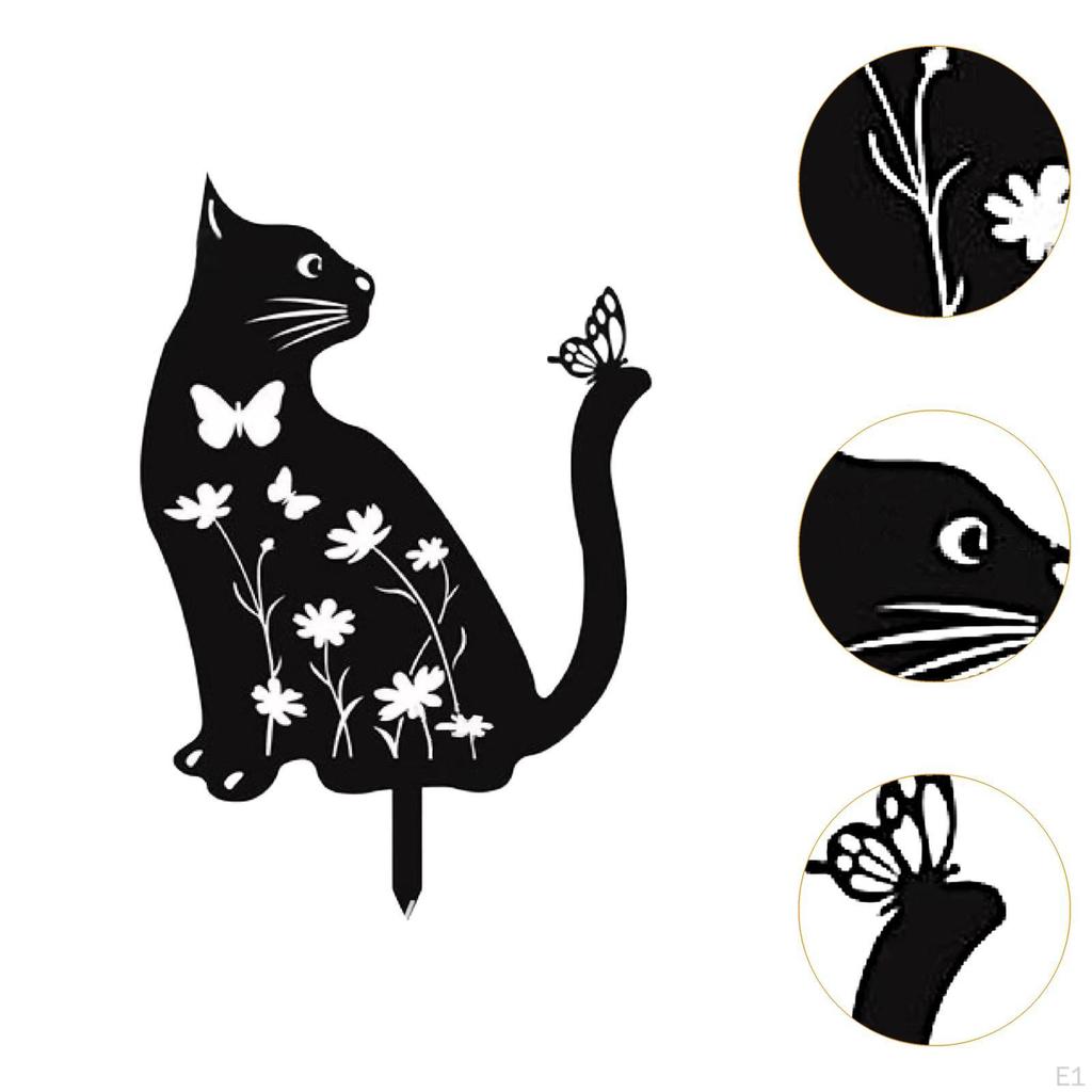 Cat Decorative Garden Stake Lawn Ornament Gift Outdoor Animal Decor Silhouette Yard for Festival