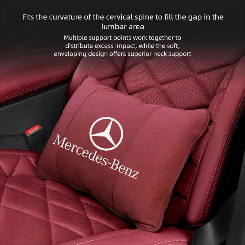 OFK3 Car Headrest Lumbar Support Kit Seat Cushion Neck Pillow Interior For Mercedes Benz AMG A C E S G Class W201 W210 W108 W204 W205