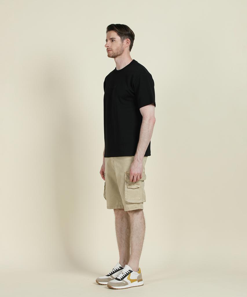 PANICALE Beige Washed Cotton Blend Cargo Shorts