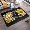 "Black Carpet with Sunflower Floral Pattern and 'Cheer Up' Text" Suitable for use as an anti-slip for living room bedroom sofas