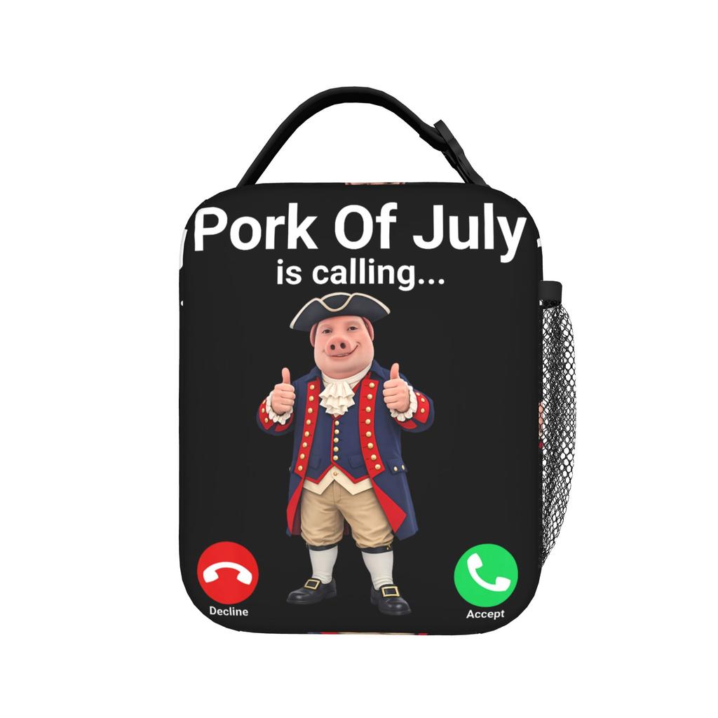 John Pork Fourth of July Funny Meme Lunch Bag Lunch Box Men Outdoor Picnic Portable Insulated Cooler Bag Design Tote Food Bags