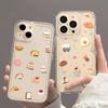 Cute Cartoon Food Dessert Case for iPhone 17 16 15 14 13 12 11 Pro Max Kawaii Milk Tea Burger Clear Shockproof Soft TPU Cover