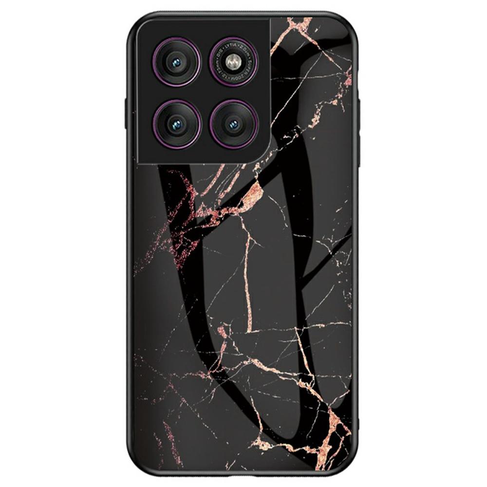 For Motorola Edge 60 Pro 5G Case Marble Pattern Tempered Glass+PC+TPU Protective Phone Cover