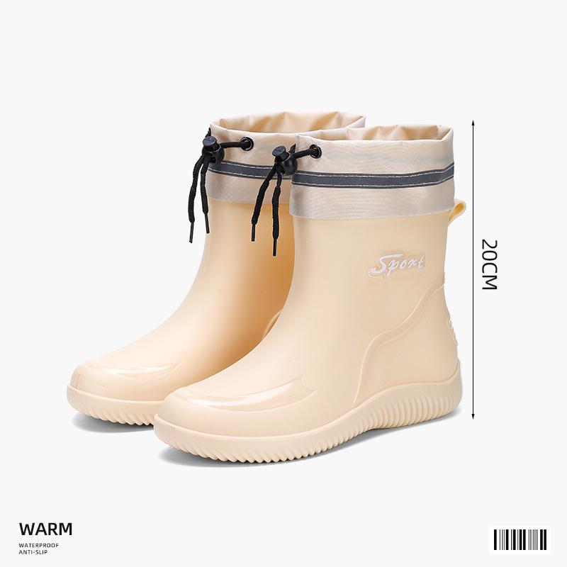 Водонепроницаемые и нескользящие короткие дождевые сапоги женские резиновые сапоги модная верхняя одежда женские водонепроницаемые сапоги хлопковые водонепроницаемые сапоги t