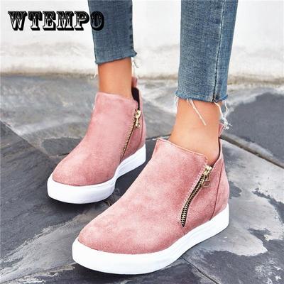 Женская повседневная обувь из искусственной замши, модные кроссовки с боковой молнией, женская обувь на нескользящей подошве, большие туфли больших размеров 36-43