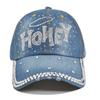 Casual Cowboy Velvet Baseball Cap With Heart-shaped Five-pointed Star Embroidery And Adjustable Fit