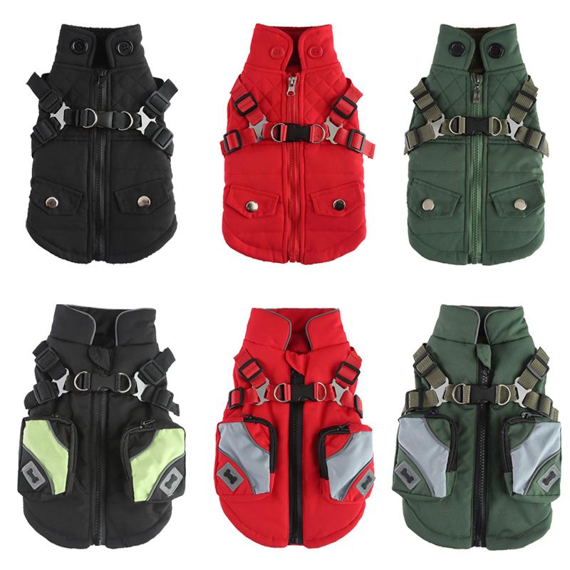 Waterproof Cat Dog Jacket with Harness Warm Fleece Pet Coat for Small Dogs Cats Chihuahua Dachshund Winter Puppy Kitten Clothing