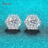 D Color Each 0.5CT 100% Real Moissanite Stud Earrings for Women Sparkly Bride Wedding Engagement Jewelry 925 Sterling Silver GRA