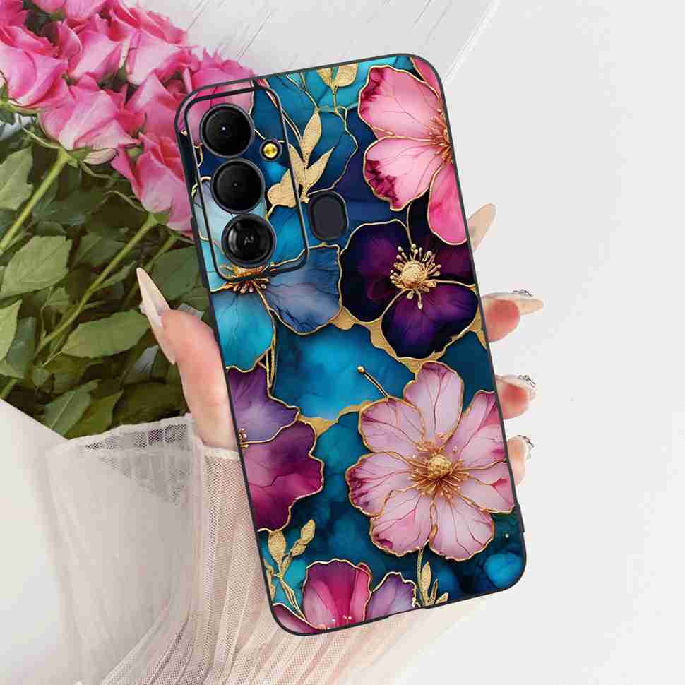 For Tecno Pop 6 Go BE6j Case Colorful Flower Butterfly Silicone TPU Black Cover For Tecno Pop6 Go POP 6GO Shockproof Phone Shell
