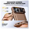 Shockproof Protective Wallet Case with Card Holder, Kickstand and Sliding Camera Cover for iPhone 17 Pro-Gold
