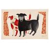 Kusunokibashi Monori Tea Towel Dog Dog Chalk and Red Spotted Dog Red Made In Japan [moritaMiW] "Black Ten" [1-67963-21-R]