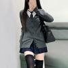 Preppy Style Jk Uniform Cardigan Sweater Japanese Style Women V-Neck Knitted Elastic Solid Slim Long Sleeve Harajuku Casual Coat