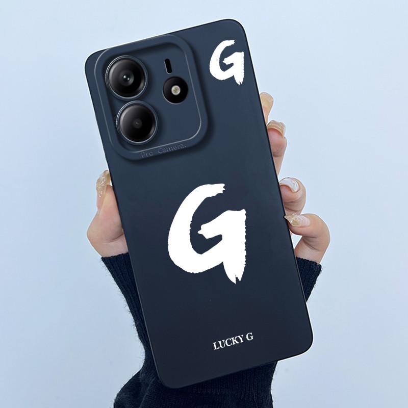 For Xiaomi Redmi Note 14 5G Cover Case Lucky Initial Letter Couple Silicone Soft Matte Phone Bumper for Redmi Note14 5G Casing