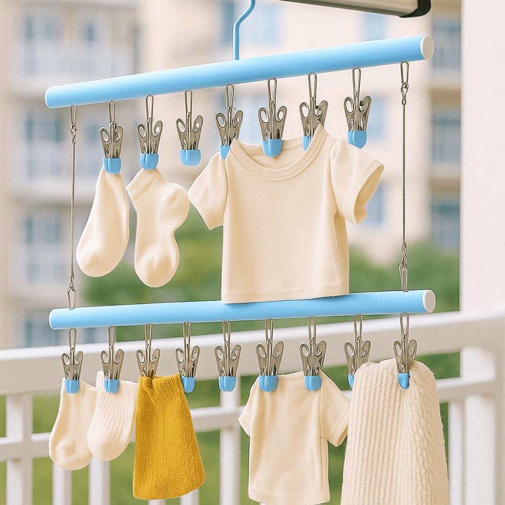 Double-layer Underwear Drying Rack Non-marking Sock Clips Thicken Drying Clips Laundry Room