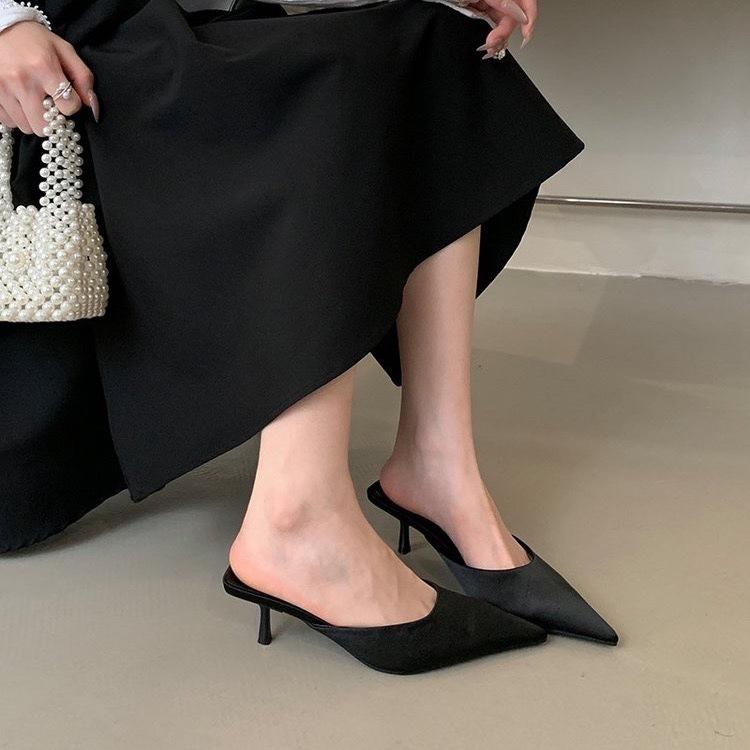 Французская сумка на голову на высоком каблуке полутапочки женские туфли леопардовый принт туфли ленивые одна педаль осень и зима новый ретро темперамент одиночные туфли