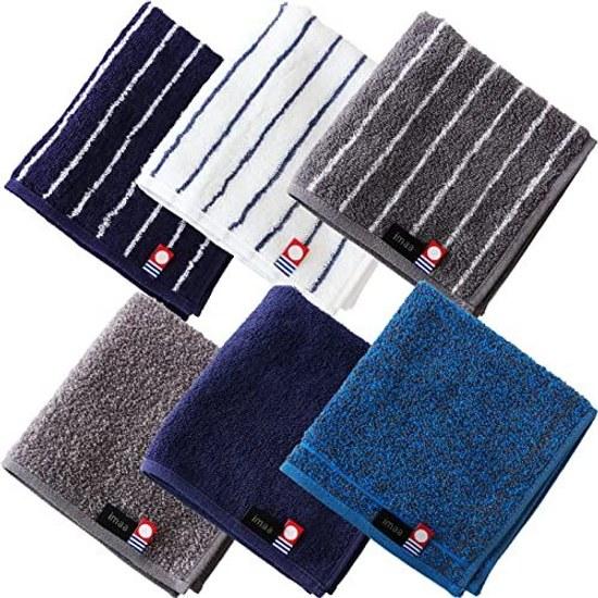 Imabari Certified imaa Hand Towel 6-Piece Set Business Commuting Gym High Absorbency Quick Dry 100 Cotton Made Japan 25cm Vacuum Compressed Pack 6