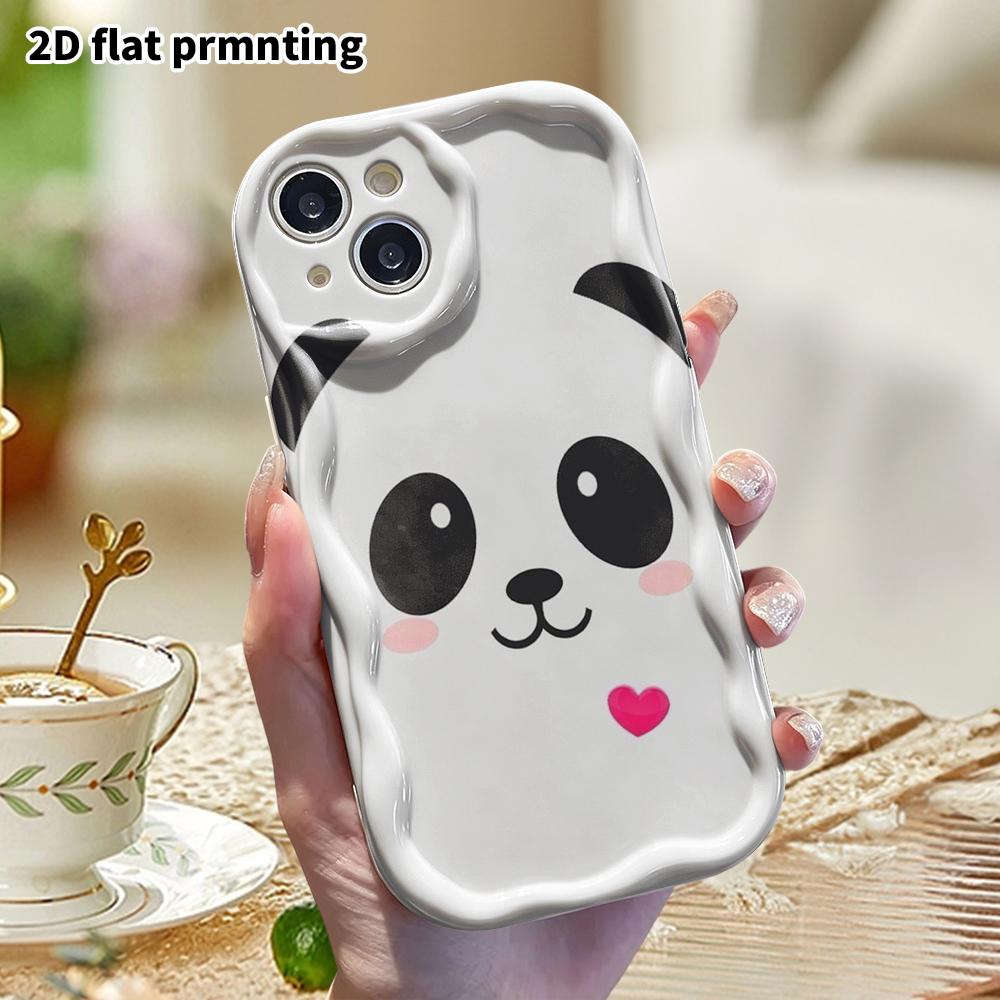 Phone Case: 2D flat design suitable for iPhone 18 17 16 15 14 13 Pro protective case, simple panda head, perfect Christmas and Halloween holiday gift