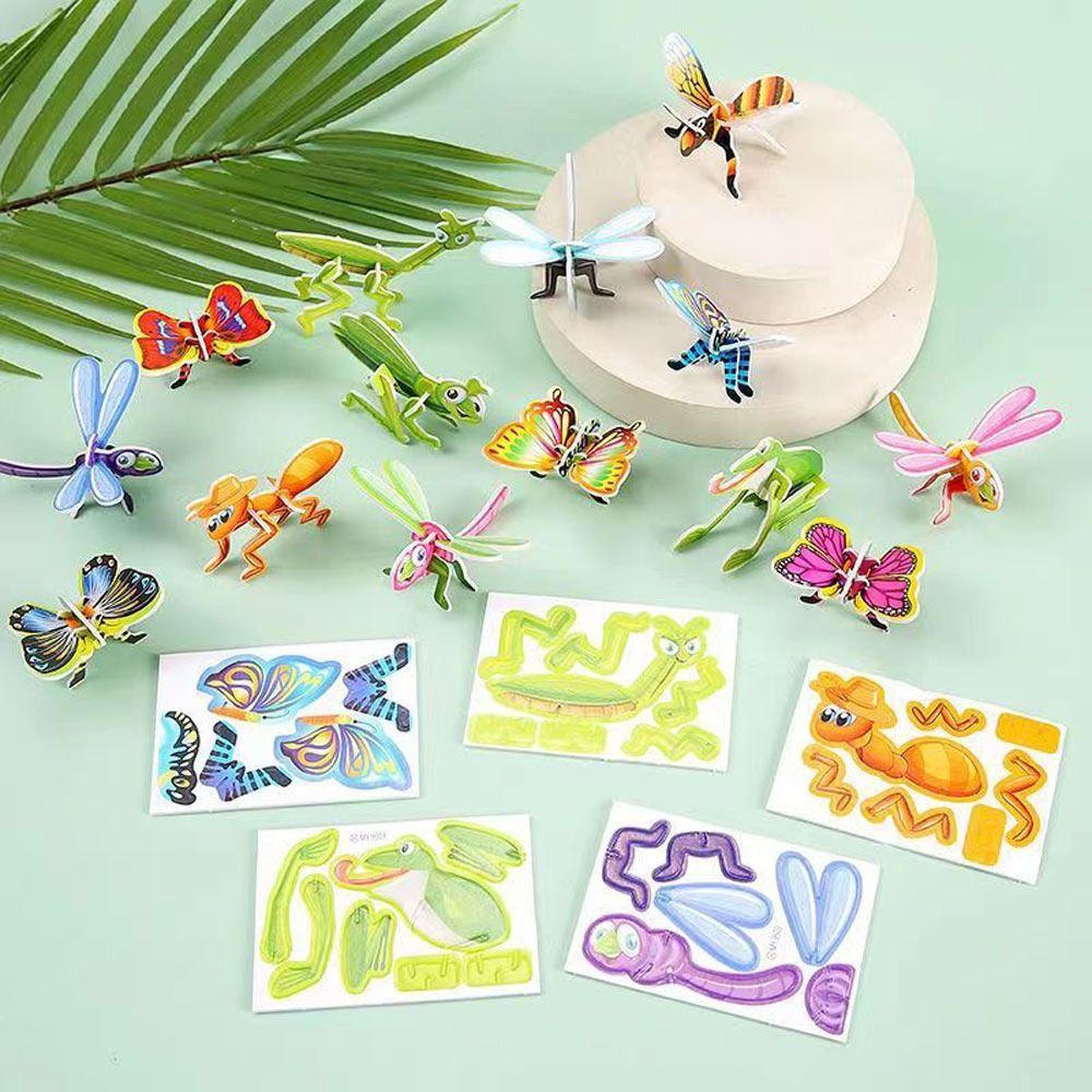 25Pcs Toys Insect Jigsaw 3D Puzzle Cards Creative Puzzle Blocks