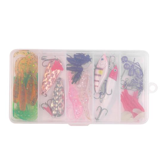 Fishing Lure Set Realistic Looking Vibrant Color Compact Design Portable Soft Lure Fake Bait with Treble Hooks