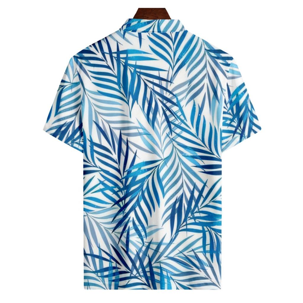 Men's Summer Hawaii Printed Golf Shirt Botton Short Sleeve Top Men's Casual Fashion Shirt