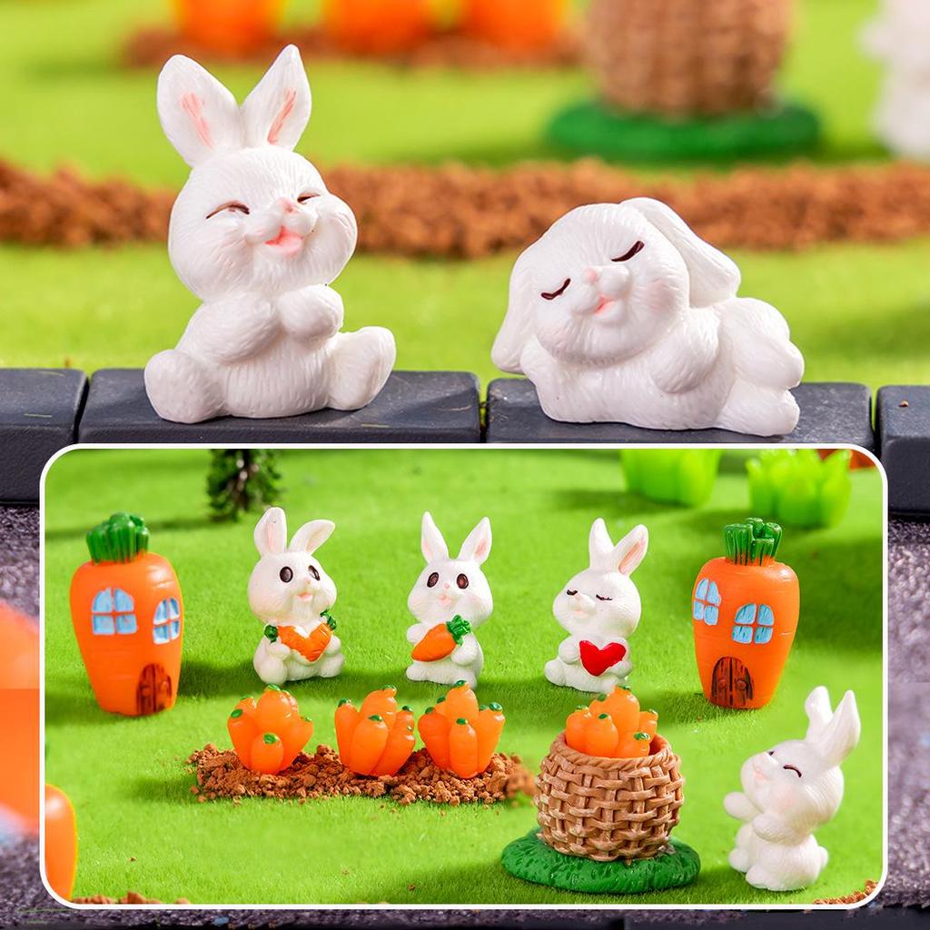 Cartoon Rabbit Desktop Ornament: Cute Resin Decoration for Home and Garden Crafts