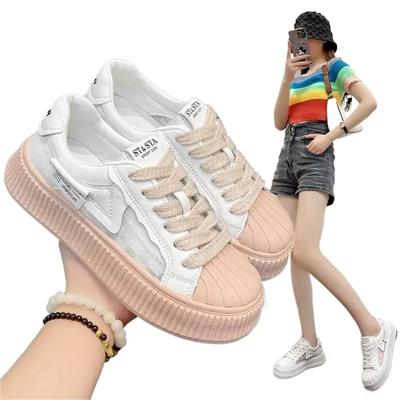 Маленькие белые туфли повседневные женские кроссовки осенние универсальные сабо с круглым носком на платформе женские разноцветные осенние новые криперы летние