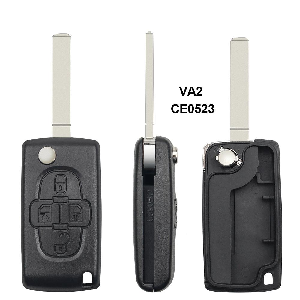 4 кнопки откидной чехол для дистанционного ключа для Peugeot 307 308 408 1007 для Citroen C4 C5 C8 Triomphe Quatre необработанное лезвие с канавкой CE0523