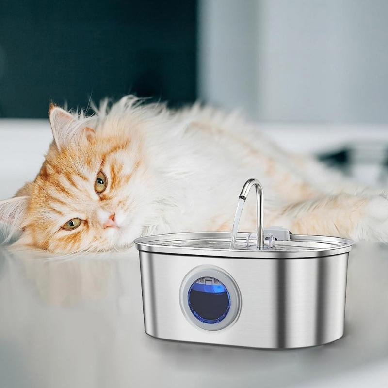 3.2 L Cats Drinking Fountain with with Viewable Window Pet Water Dispenser with Recirculate Filter for Clean Water