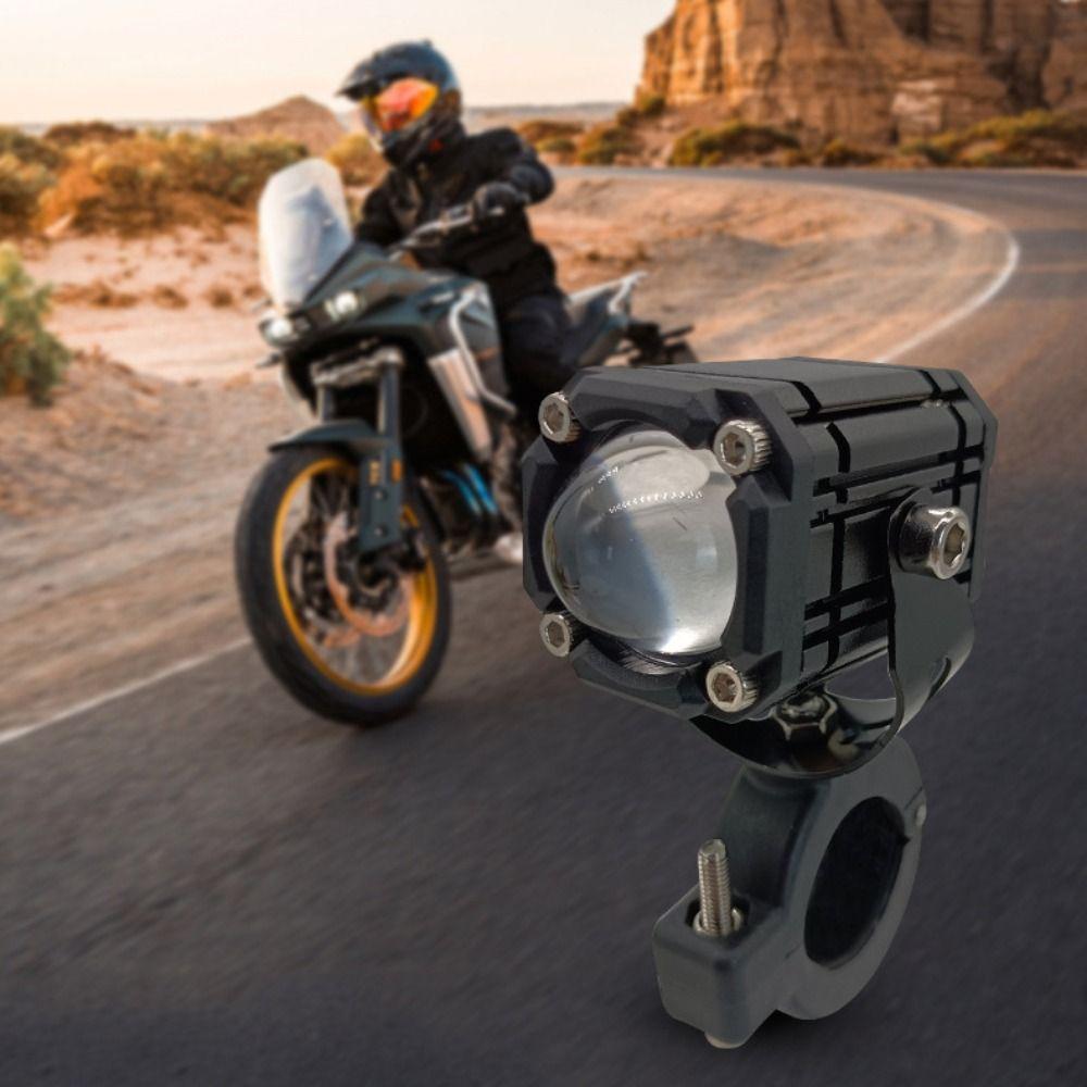2pcs Waterproof Motorcycle Auxiliary Light White and Yellow Light Motorcycle Spotlight  Driving