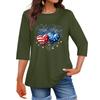 Women's Print Round Neck Top With Three Quarter Sleeves T-Shirt Three Quarter Sleeves T-Shirt