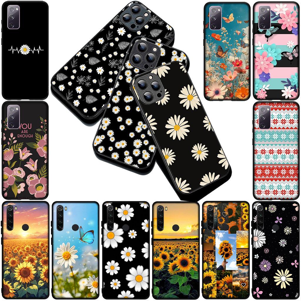 Чехол для телефона Samsung Galaxy S25 S24 S23 FE Ultra Plus S7 Edge S25+ S23+ A56 5G Мягкий чехол Подсолнух Свежий Цветок Маленькой Ромашки