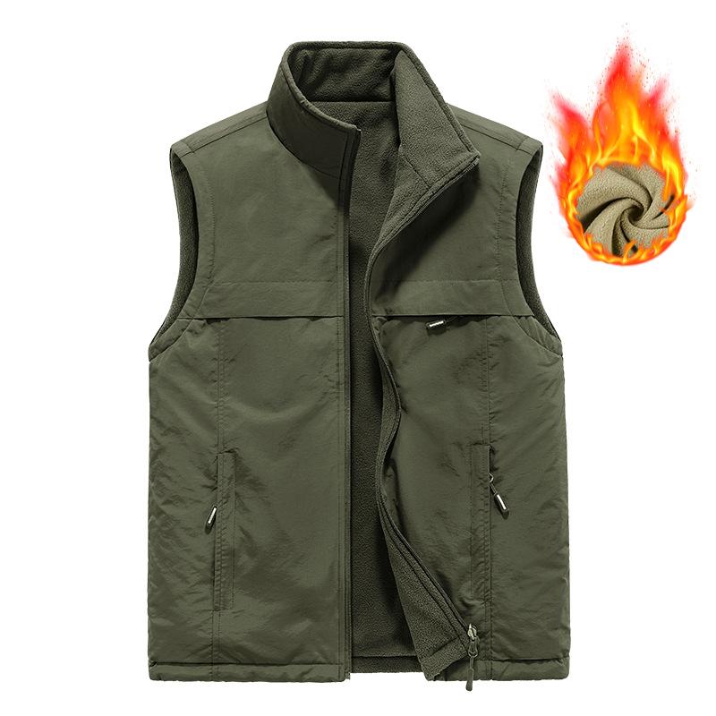 DoubleSided Thermal Vest Men'S Vest Casual Large Size Jacket MultiBag Fleece Vest Vest Vest Vest