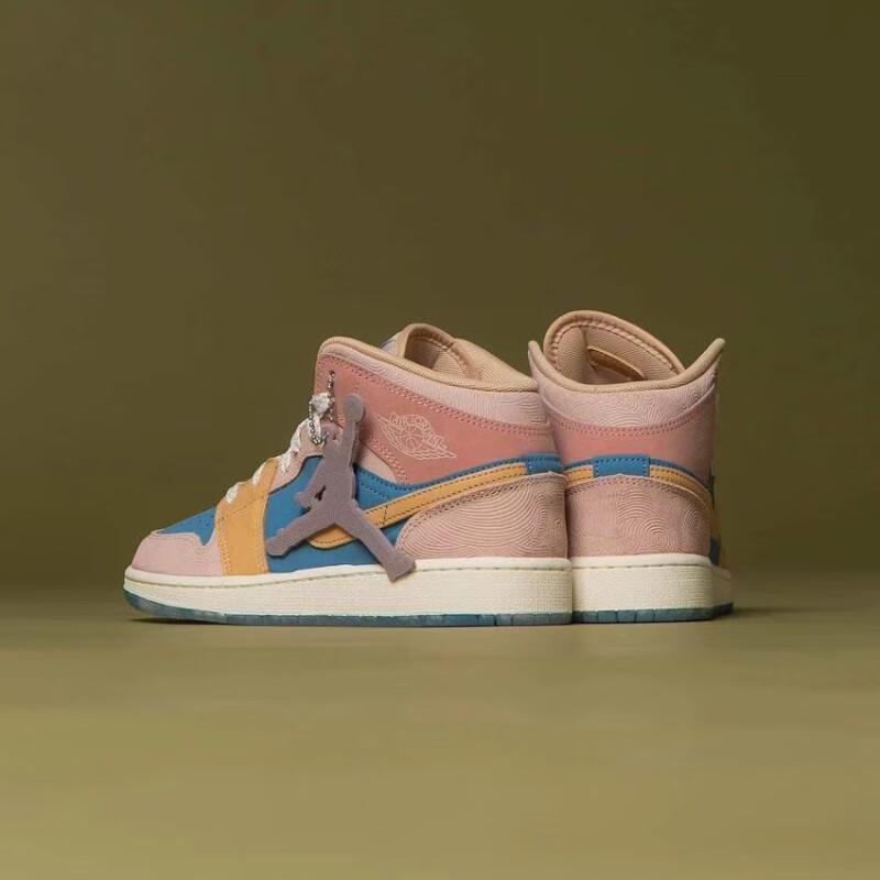 Детские кроссовки Air Jordan 1 Mid SS GS Zen Синие Aegean-Storm Hemp FN7452-400