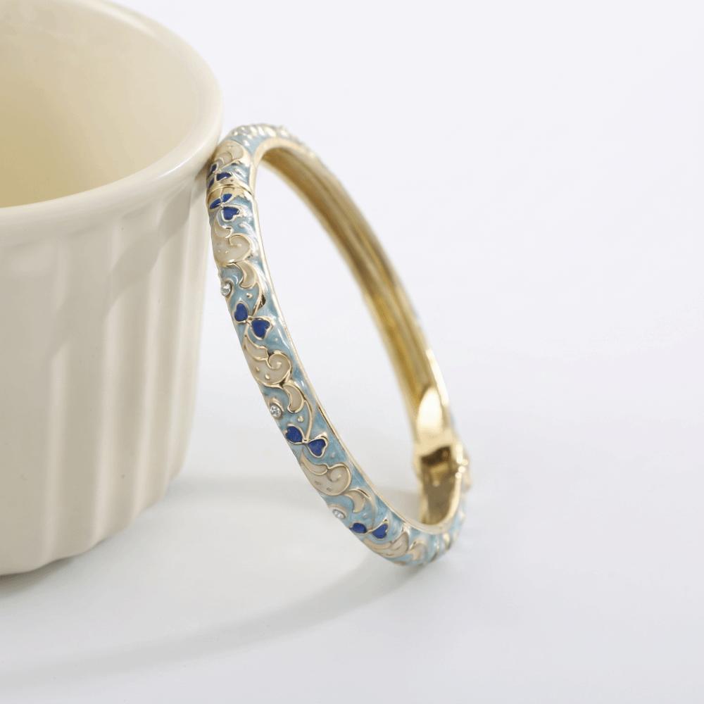 Colorful Design Enamel Bangle Retro Style Cloisonne Bracelet Flower Enamel Bangle Women Jewelry