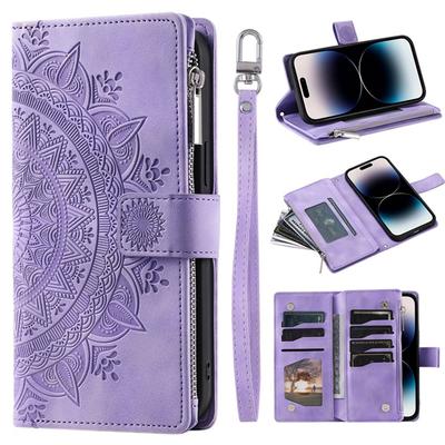 Чехол-кошелек на молнии с 8 слотами для карт для Samsung Galaxy Xiaomi Redmi OPPO Realme Google Nokia iPhone, сумка для телефона из искусственной кожи с тиснением