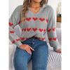 Women's Autumn and Winter Casual Lantern Sleeve Color Collision Heart Pullover Sweater