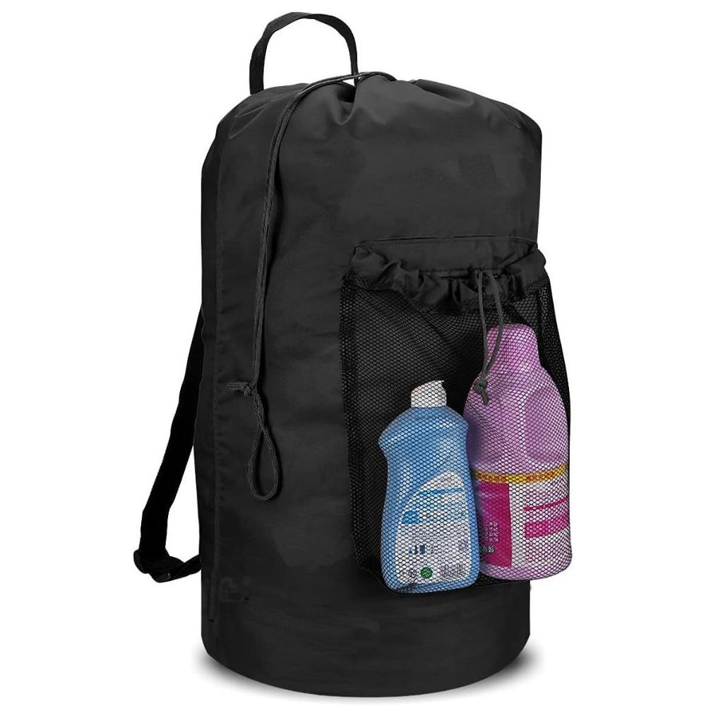 120L New with Shoulder Straps Laundry Bag Mesh Pocket Durable Heavy Duty Laundry Bag Backpack for Dirty Clothes
