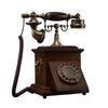 Retro Solid Wood Rotary Dial Telephone: Antique American-Chinese Desk Phone