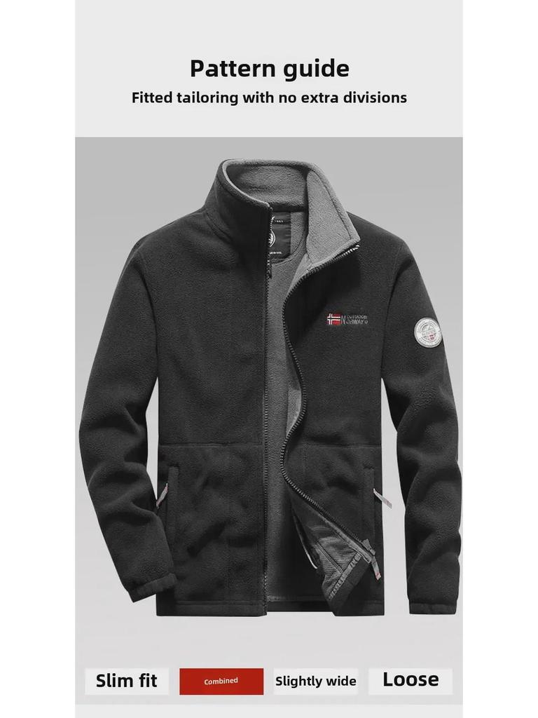 Мужская флисовая куртка: Утолщенная толстовка из овечьего флиса для отдыха на свежем воздухе весной, осенью и зимой