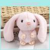 Adorable Long-eared Bunny Plush Keychain Soft Stuffed Rabbit Toy Crystal Velvet