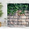 Rustic Red Brick Wall Ivy Shower Curtain Vintage Stone Wall Green Vine Plant Print Waterproof Fabric Bathroom Curtain Home Decor