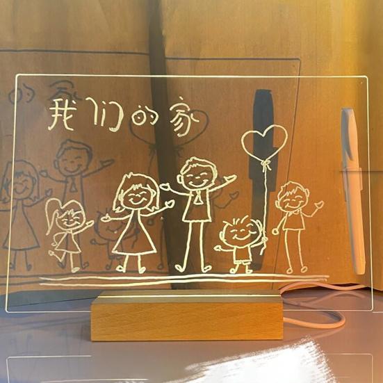 Светодиодная доска для заметок с 7 ручками, салфеткой для очистки, светящаяся акриловая доска для писем для сухого стирания с подставкой, многоразовая многофункциональная светящаяся доска для заметок и сообщений