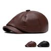 Autumn Winter Men Velvet Warm Leather Beret Octagonal Cap Dad Cap