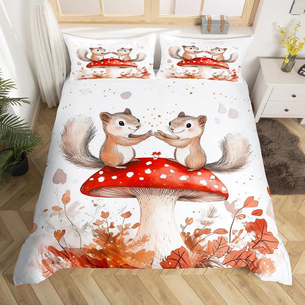 Cute Squirrel Duvet Cover Sets Boys Girls Queen King Size Kids Teens Bedspread Cover Bedroom Decor No Comforter Lightweight Down