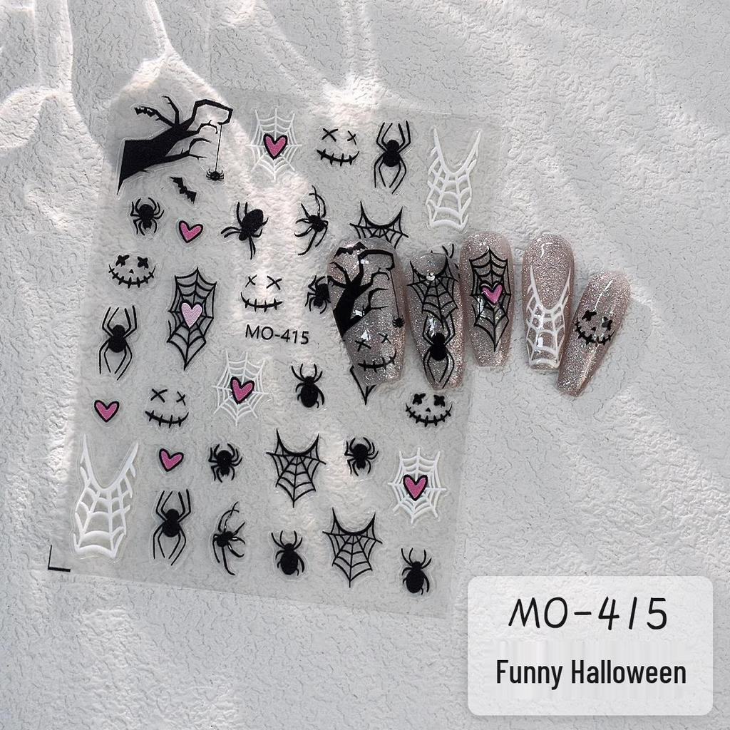 Хэллоуинские наклейки на ногти с привидениями и тыквами - Забавные самоклеящиеся украшения