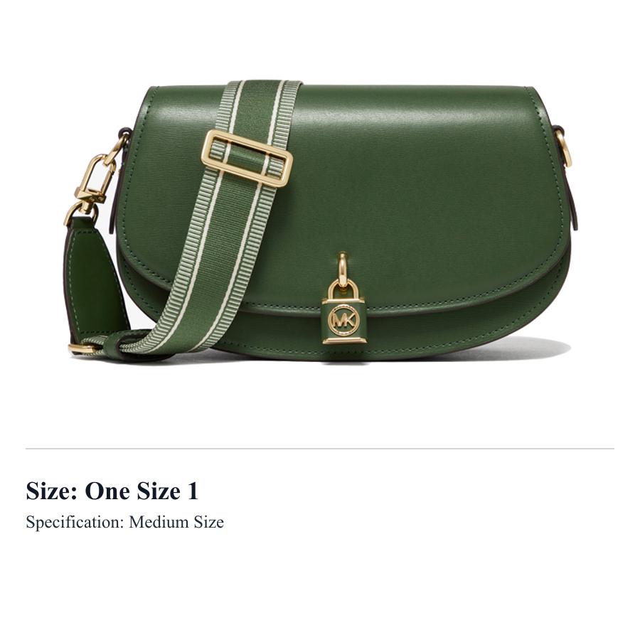 MICHAEL KORS Mila Classic Leather Messenger Bag, Saddle Bag, Shoulder Bag, Crossbody Bag Medium Jasper 30S3GIMM8L-386