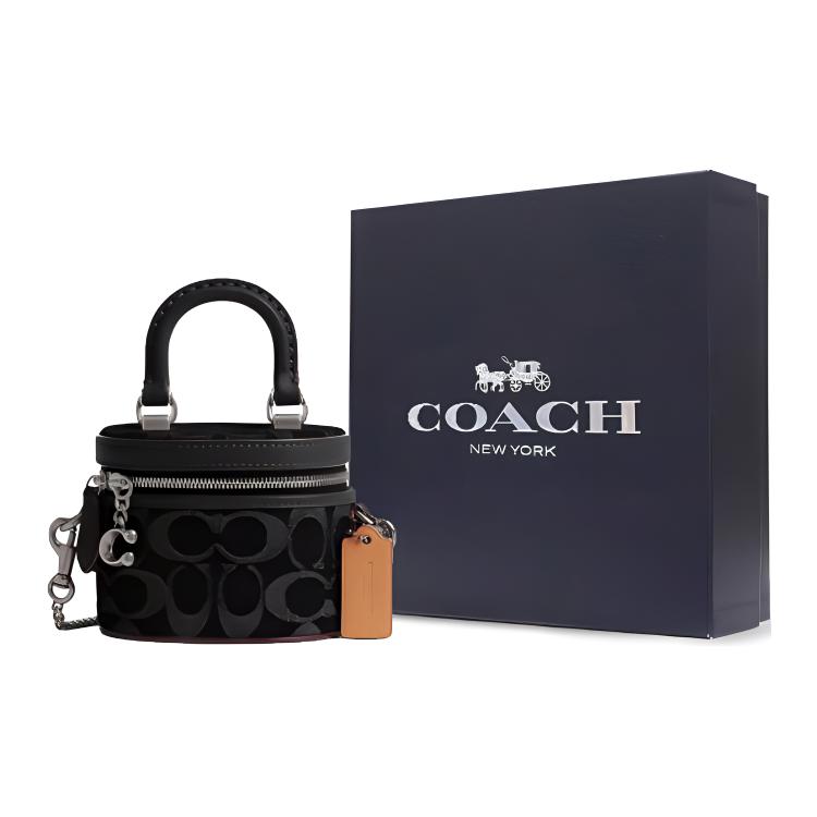 Coach Сумка-кроссбоди на молнии Trail 12, культовая джинсовая мини-сумка на плечо, женские сумки, черный CT097-LHBLK