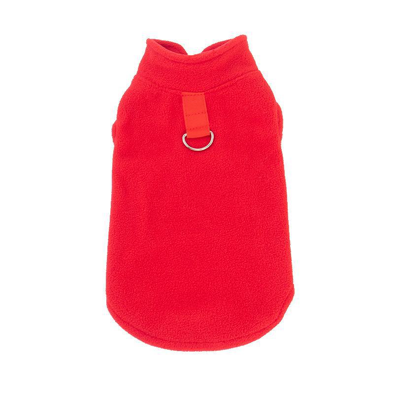 Thick Polar Fleece Dog Sweatshirt with Leash Attachment - Universal Pet Clothing for Autumn and Winter