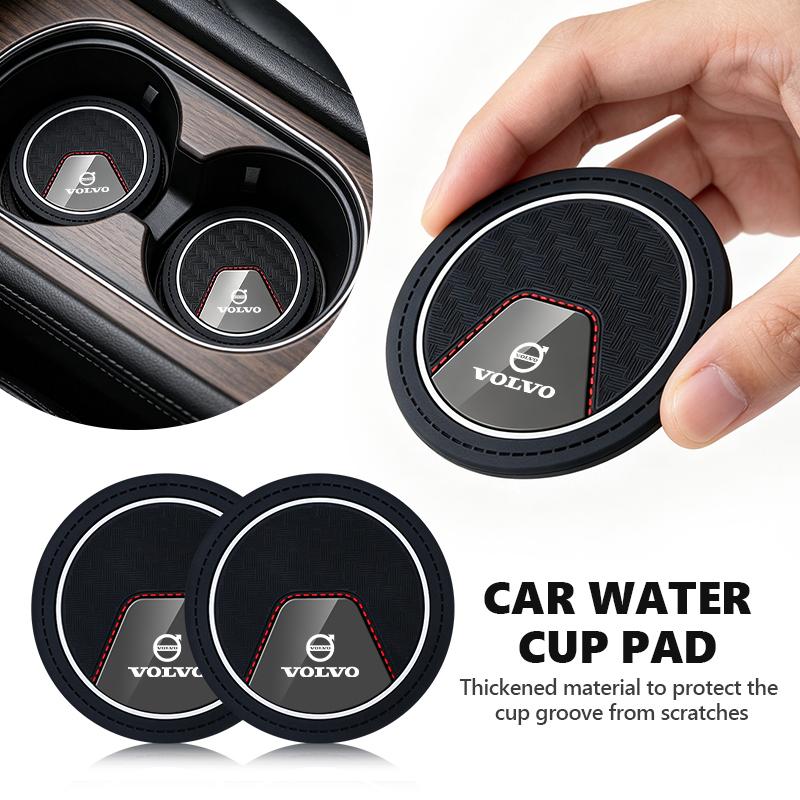 Car Interior Cup Holder Pad 2Pcs Auto Drink Coaster Anti-Slip Mat For Volvo V60 V90 S60 S80 S90 C30 XC40 XC60 XC70 XC90 V40